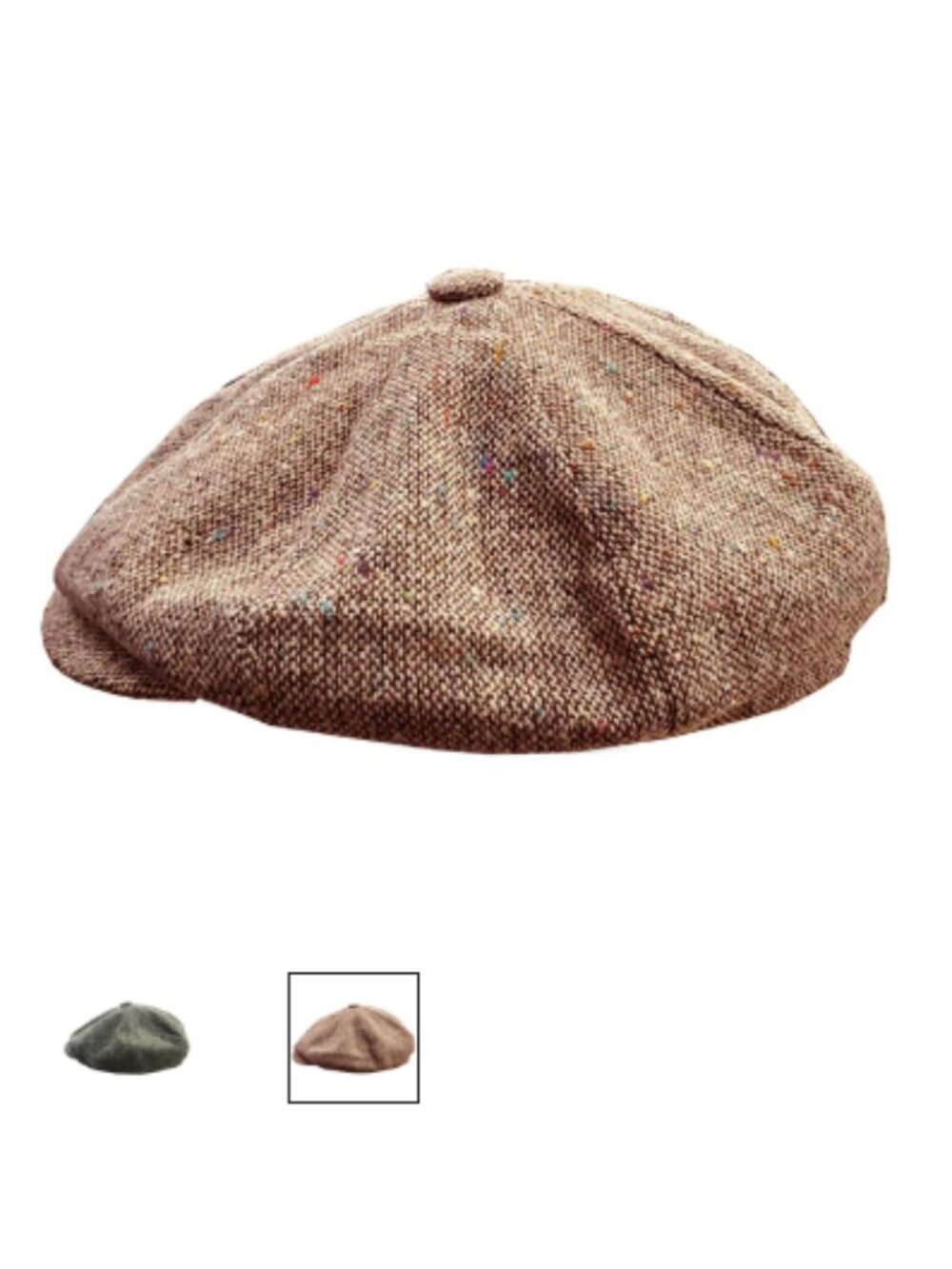Brown Capas Tweed Wool Newsboy / BakerBoy Style Cap - (Large;  59 mm,  7 3/8)